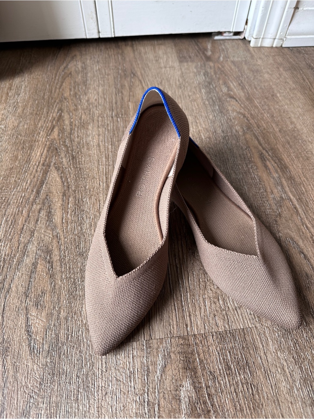 Rothy’s The Point Knit Pointed Toe Flats - Tan / Neutral Ecru - Size 8.5